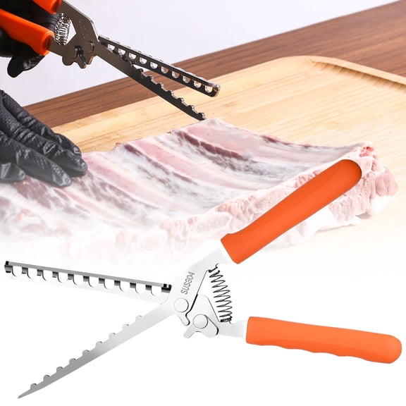 Rib Membrane Removal Tool,Stainless Steel Rib Prep Tool Membrane Remover,Rib Membrane Removal Tool for BBQ Accessories,Kitchen Gadgets Utensils for Grill,Dishwasher Safe,Grilling Accessories(Orange)