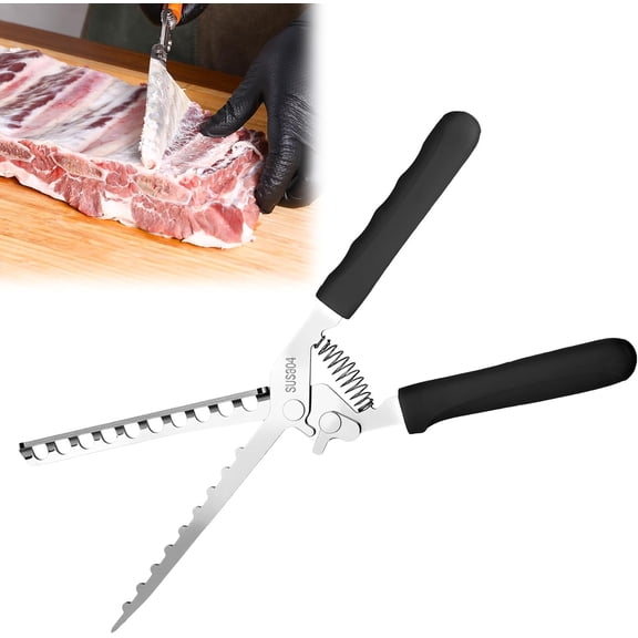 Rib Membrane Removal Tool, Stainless Steel Ribs Prep Tool Membrane Remover, Heat-Resistant Rustproof Gadget-Dishwasher Safe BBQ Accessory for Grilling and Cooking