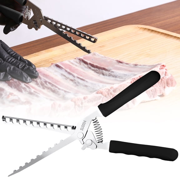 Rib Membrane Remover, Stainless Steel Cooking Accessories, Ergonomic BBQ Accessories, Dishwasher Safe Grilling Accessories, Barbecue Tool Set - Gift for Men (Black)