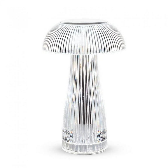 Abbott Rib Mushroom LED Table Lamp – 9" Rechargeable Dimmable Light with Touch Control, Acrylic Shade – Modern USB-Powered Accent for Desk or Nightstand