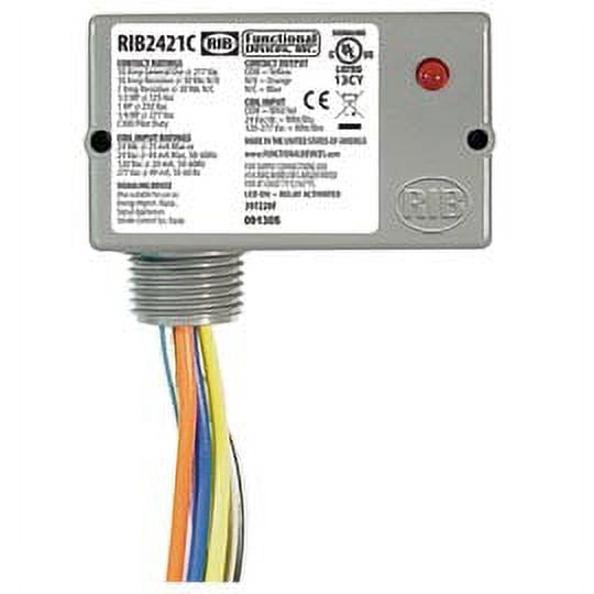 Rib RIB2421C Enclosed Relay 10Amp Spdt W/24Vac/Dc/120-277Vac Co