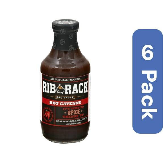 Rib Rack BBQ Sauce Hot Cayenne 19 oz (Pack Of 6)