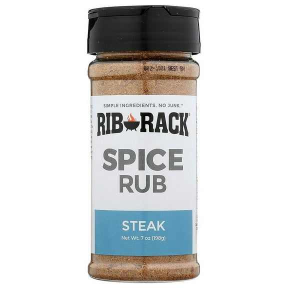 Rib Rack Dry Spice Rub - Steak, 7.0 oz. - Meat Seasoning for BBQ, Grill, Smoker - All Natural Ingredients (Packaging May Vary)