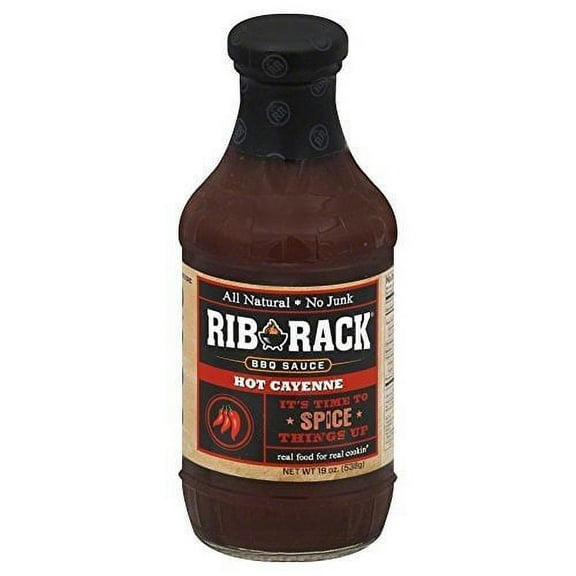 Rib Rack Hot Cayenne BBQ Sauce, 19 Ounce (Pack of 6)