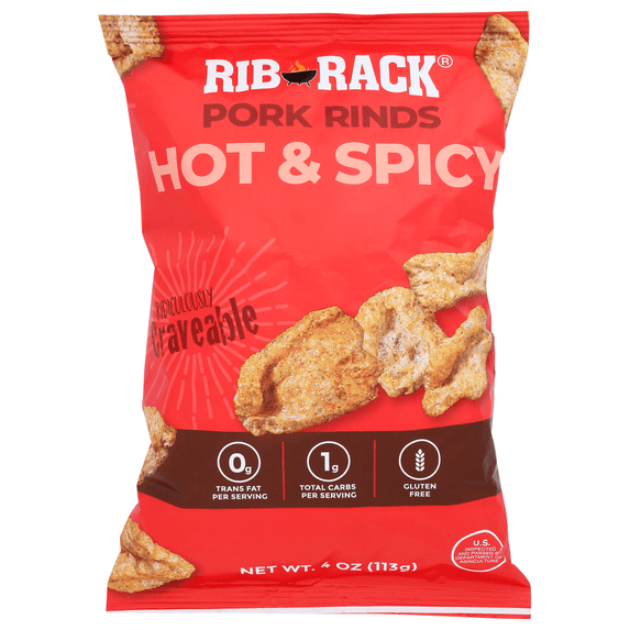 Rib Rack Hot & Spicy Pork Rinds 4oz