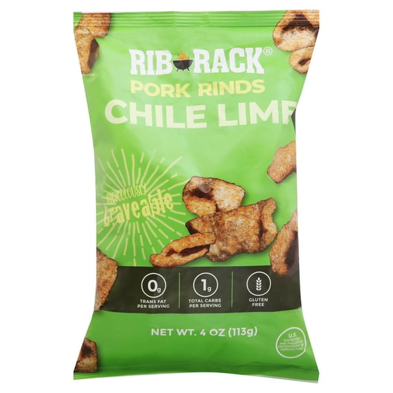 Rib Rack Pork Rinds Chile Lime 4 oz (Pack Of 12)