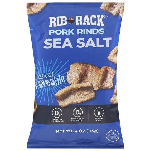 Rib Rack - Pork Rinds Sea Salt - 4 Oz, Case of 6