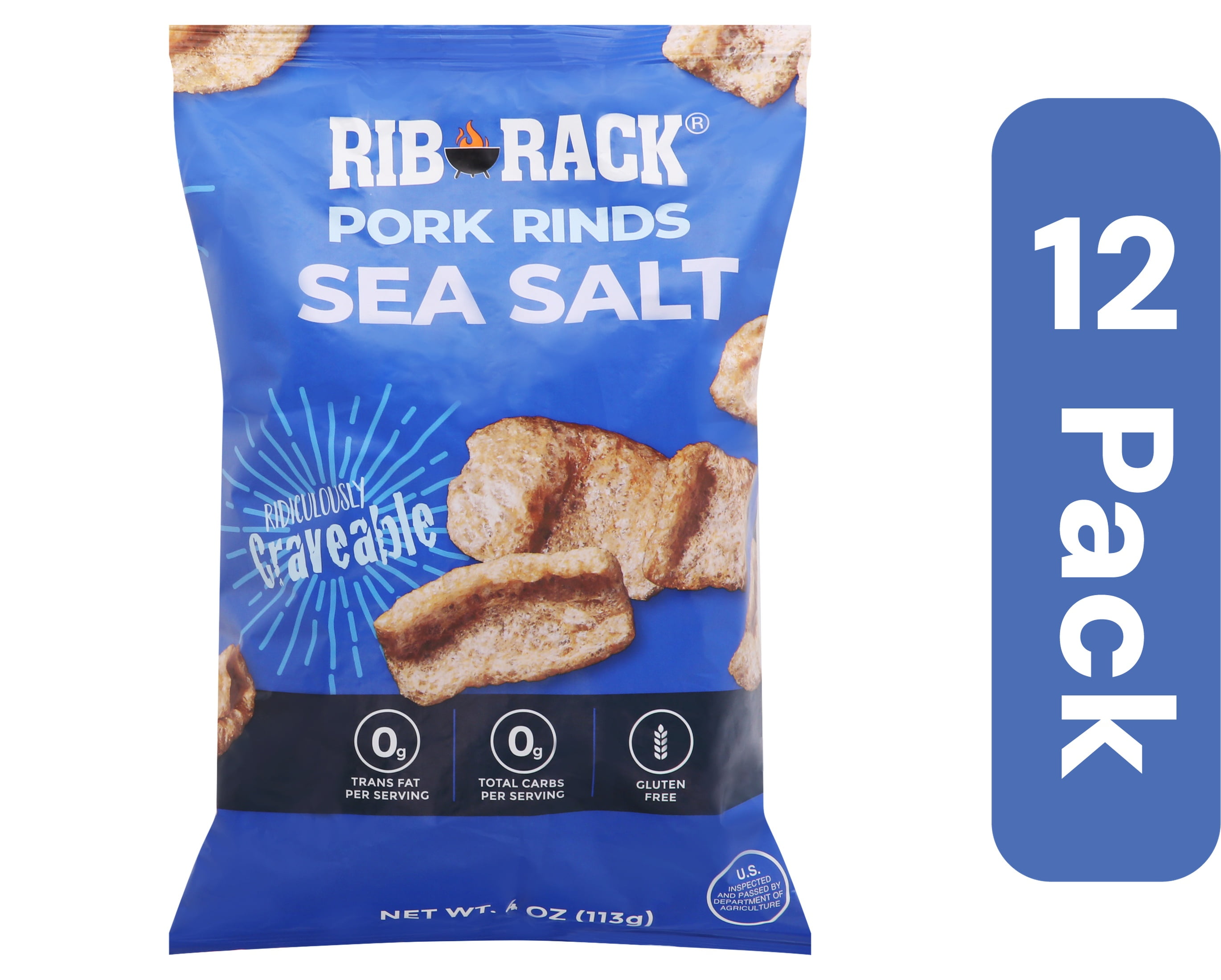 Pork Rack Rind On Rib Rack Pork Rinds Sea Salt 4 oz (Pack Of 12) - Walmart.com