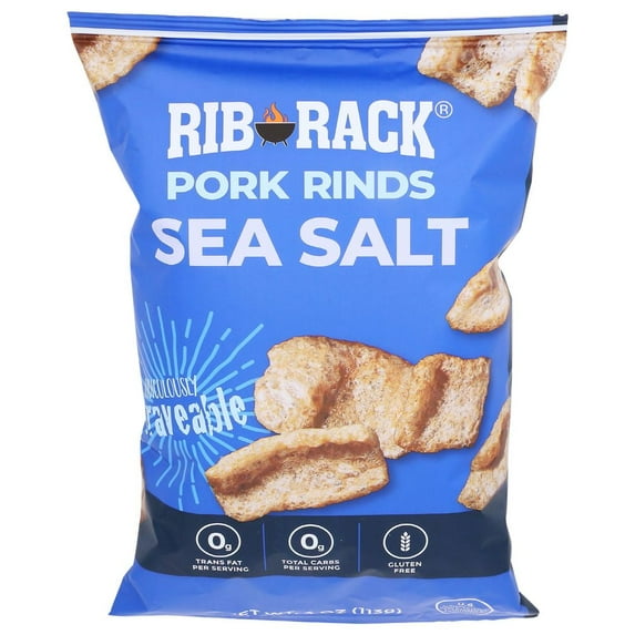 Rib Rack Sea Salt Pork Rinds 4 oz (Pack of 6)