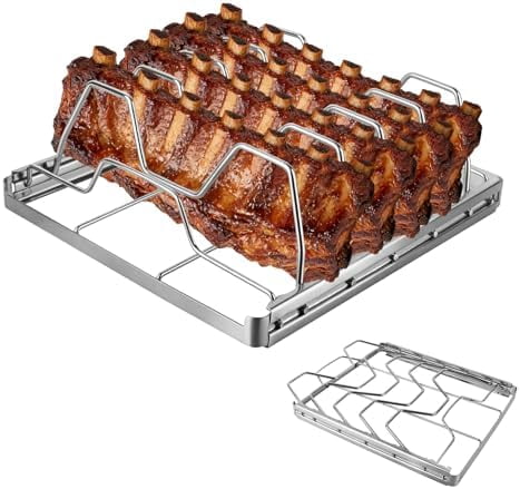 Rib Rack for Smoking and Grilling, Smoking-holds Up to 4 Full Racks of ...