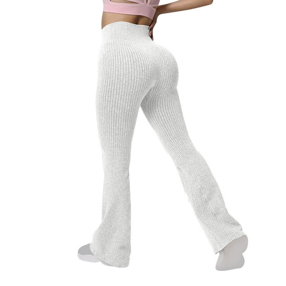 Rib Striped Pants for Womens Summer Hip Lift High Waisted Sweatpant Athletic-Fit Tummy Control Leggings Quick-Dry Baggy Yoga Trouser Gym Traning Track Joggers Pants