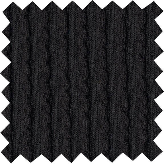 Rib Urban Knit Fabric, Stretch Rayon Spandex, Soft Rib Sewing Craft (BLACK, 1.5"x1.5"SampleOfFabric)