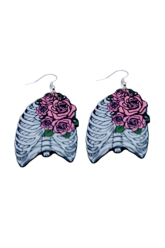 Rib roses dangle earrings set unisex dangle earrings