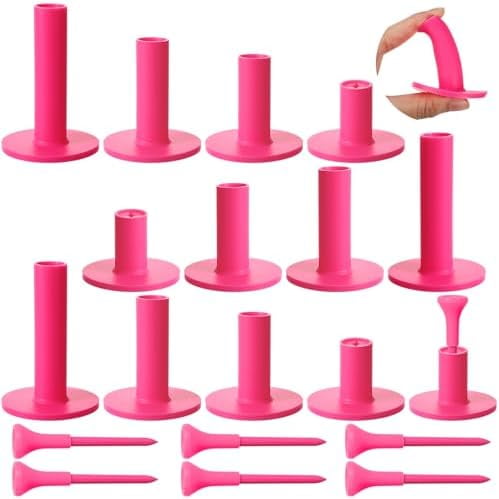 RibRave 12 Pieces Golf Range Tees Set Rubber Golf Tees for Mats Driving Range 6 Pieces for Practice Mat Mixed Size
