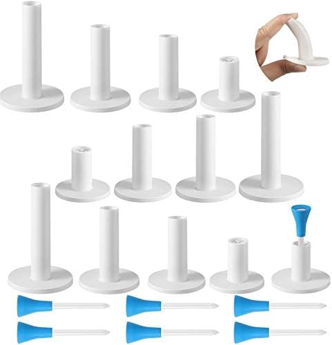 RibRave 12 Pieces Golf Range Tees Set Rubber Golf Tees for Mats Driving Range 6 Pieces for Practice Mat Mixed Size
