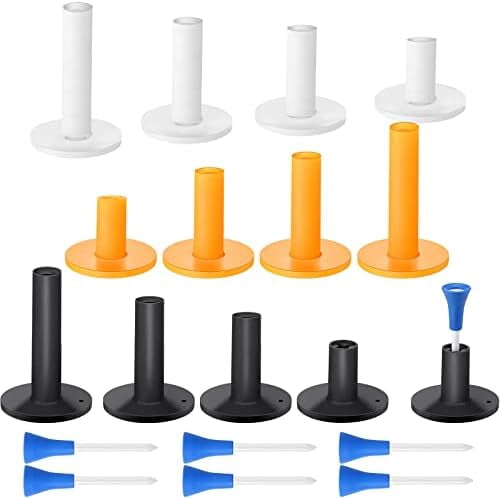 RibRave 12 Pieces Golf Range Tees Set Rubber Golf Tees for Mats Driving Range 6 Pieces for Practice Mat Mixed Size