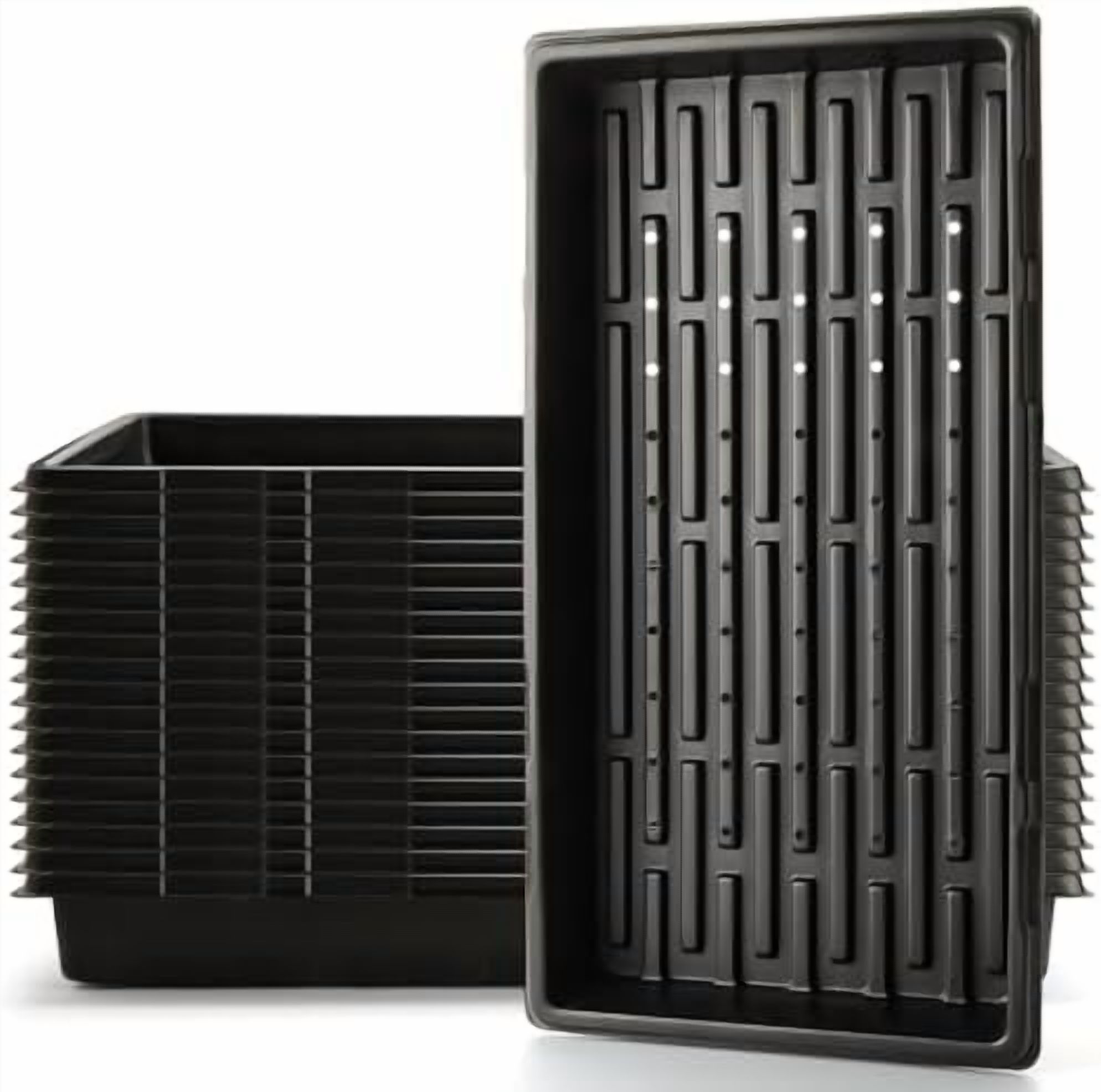 RibRave 18-Pack 1020 Seedling Trays with Holes - Extra Strength Heavy Duty,10" x 20", Reusable 1020 Nursery Trays for Seed Germination, Plant Propagation, Garden Seed Starter and Microgreens