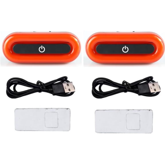 RibRave 2 Set Motorcycle Bike LED Red Rear Helmet Light Rechargeable Bicycle Safety Warning Helmet Tail Lights with USB Chargeable Cable, Safety Warning Night Lamp for Night Riding