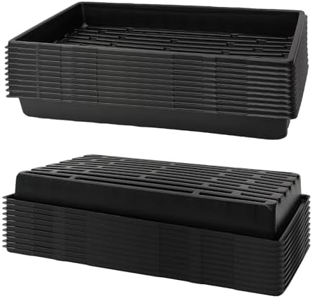 RibRave 20 Pack 1020 Trays, No Drain Holes, 20" x 10", Extra Thick Heavy Duty Seed Starting Trays -Reusable Propagation Flats for Microgreens, Seedlings, Plant Germination, Fodder and Transplant