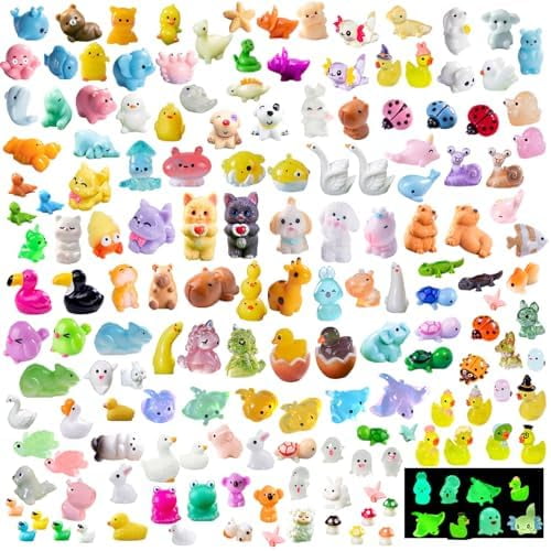 RibRave 200 Pcs Mini Resin Animals - Miniature Animal Figurines Mini Animals to Hide Little Tiny Animal Figures Bulk for Fairy Garden Micro Landscape Decor Dollhouse Crafts Accessories