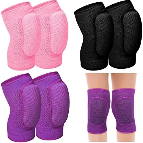 RibRave 3 Pairs Volleyball Knee Pads for Kids Soft Breathable Brace Non Slip Padded Sponge Knee Support for Girls Boys Dance, Football, Skating, Running, Youth Sports