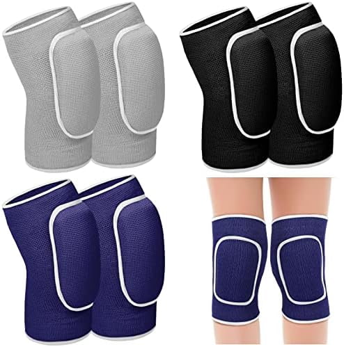 RibRave 3 Pairs Volleyball Knee Pads for Kids Soft Breathable Brace Non Slip Padded Sponge Knee Support for Girls Boys Dance, Football, Skating, Running, Youth Sports