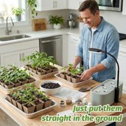 RibRave 60Pcs 3.1 Inch Square Peat Pots - Nursery Pots with Drainage Holes for Seedlings - Biodegradable Seed Starting Pots with 60Pcs Plant Labels for Garden Plants