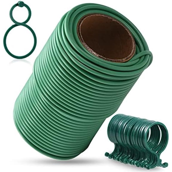 RibRave 80 Feet Green Plant Twist Ties, Soft Plant ties for Support with 20 PCS Clips, Gardening Supplies for Plants Office Home Organization 3mm Diameter