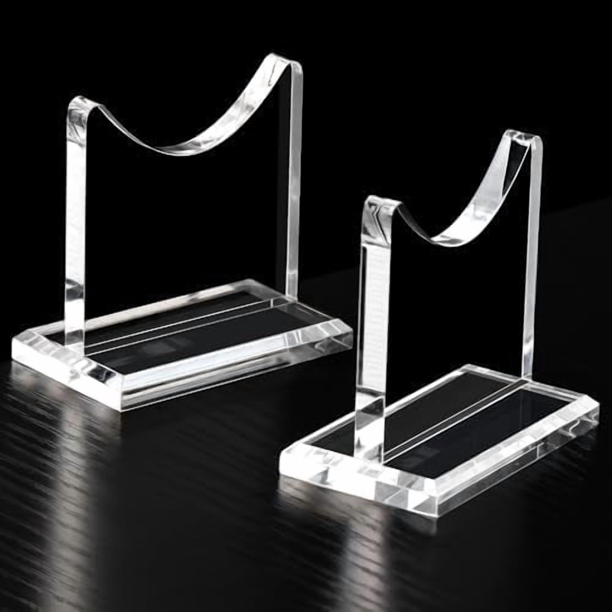 RibRave Acrylic Weapon Lightsaber Display Holder,Clear Desk Adjustable Wand Stand for Most Samurai Sword Tanto Rapier Light Saber Katana Wakizashi Genji Rack Horizontal Exhibition (2PCS)