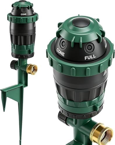 RibRave Gear Drive Sprinklers for Yard, 360 Degree Garden Water Sprinkler Head on Spike Base with 3/4 Inch Adapters, 5 Modes Adjustable Irrigation Tool for Large Area Yard Lawn Garden