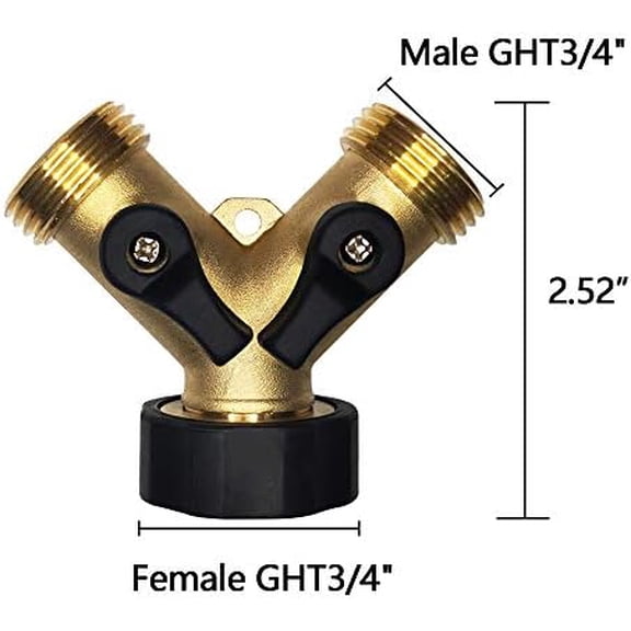 RibRave Hose Splitter 2 Way Brass Y Valve +3/4" GHT Thread Extra 4 Pressure Washers