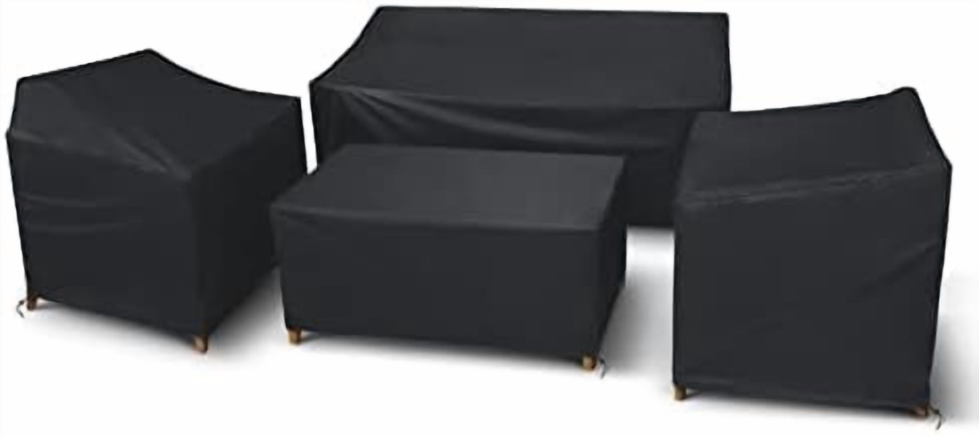 RibRave Patio Furniture Covers 4 Piece Set, Heavy Duty Waterproof Outdoor Furniture Cover 420D for Rattan Wicker Conversation Set, Black