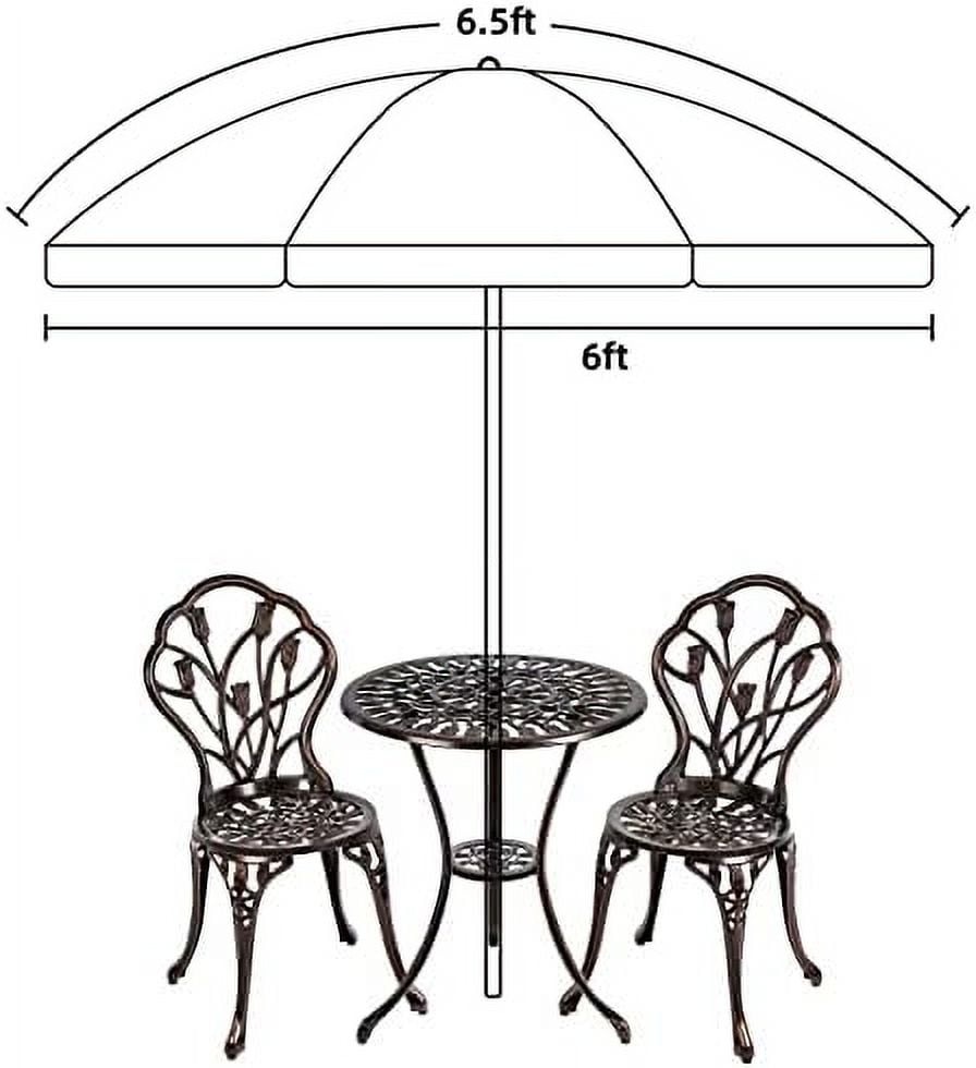 RibRave Patio Umbrella, 6.5 ft Outdoor Table Umbrella with Tilt Steel Pole, UPF50+ Protection, Great for Outdoor Garden Backyard, Maroon