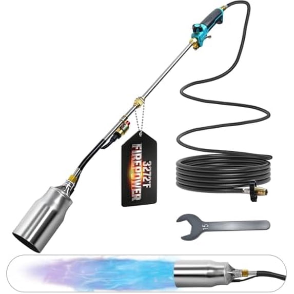 RibRave Propane Torch Weed Burner, High Output Weed Torch with Hose, Heavy Duty Blow Torch, Weed Torches for Outside,Flamethrower for Garden, Wood, Ice, Snow, Melting(Propane Tank Not Included)