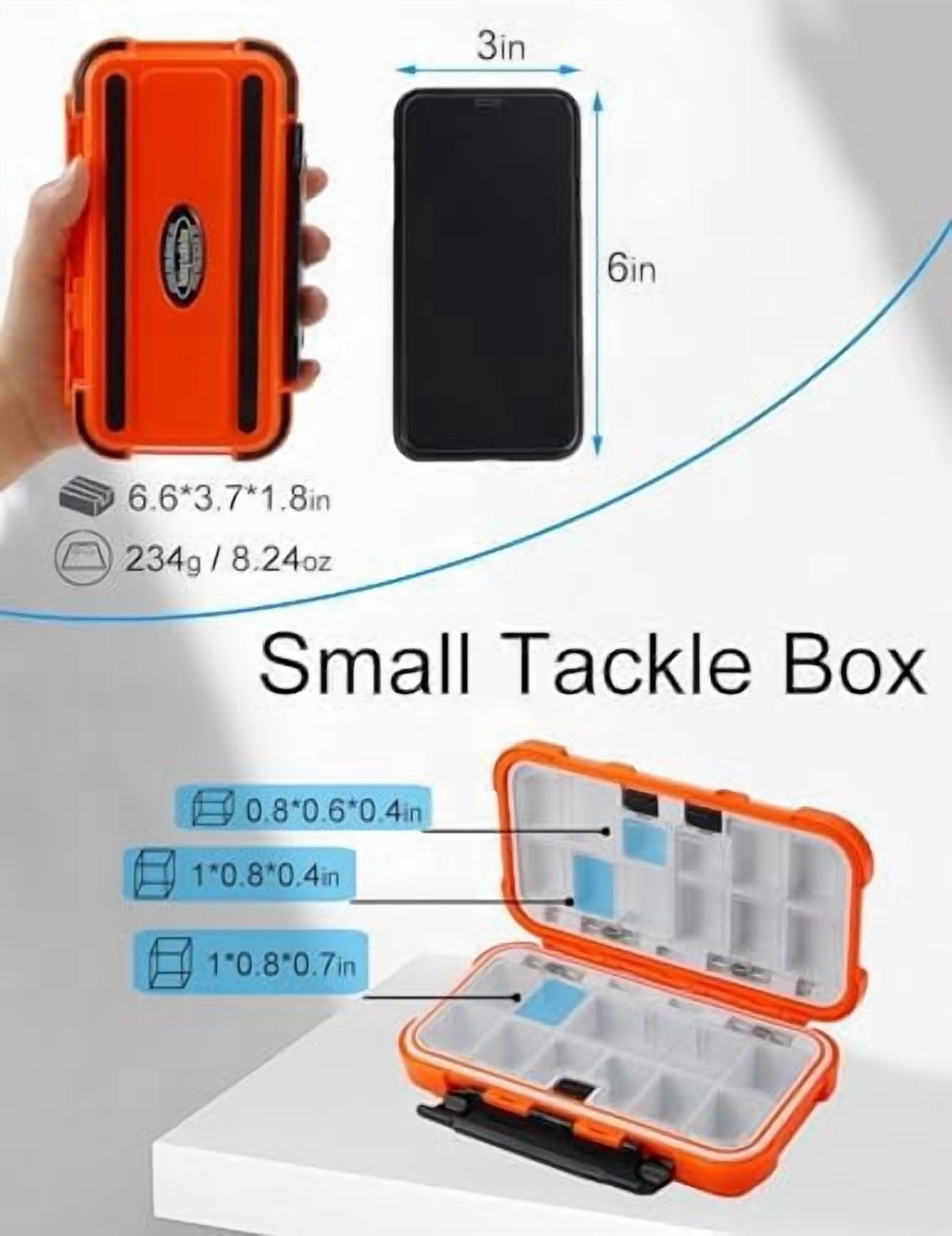 RibRave Small Kayak Mini Tackle Box Waterproof Fishing Lure Box Terminal Storage Fishing Hook Organizer
