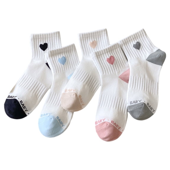 Ribbed Ankle Socks with Contrast Toe and Heart Detail for Casual Wear - Multicolored