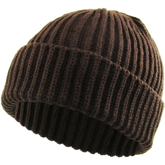 Ribbed Beanie Thick Cuffed Ski Hat Skully Winter Ski Cap