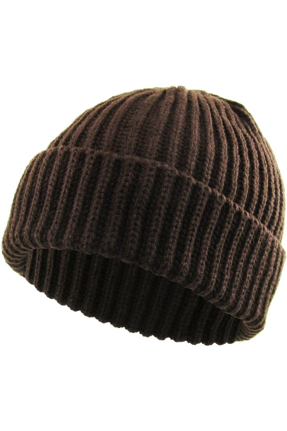 Ribbed Beanie Thick Cuffed Ski Hat Skully Winter Ski Cap