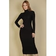 thumbnail image 1 of Ribbed Bodycon Midi Dress with Long Sleeves and Mock Neck, 1 of 7