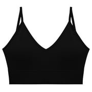 SINPILING Ribbed Bralettes for Women Casual Slim Wire-Free Push-Up Stretchy Comfort Bras Vest Ladies Sexy Basic Solid Full-Coverage Lightweight Bra Underwear