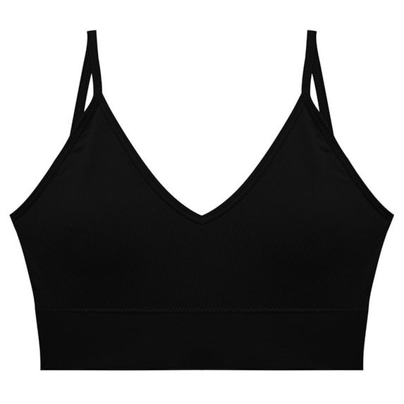 Ribbed Bralettes for Women Casual Slim Wire-Free Push-Up Stretchy Comfort Bras Vest Ladies Sexy Basic Solid Full-Coverage Lightweight Bra Underwear