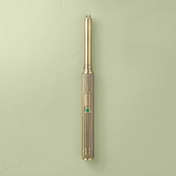 Ribbed Brass Battery Rechargeable Stick Lighter