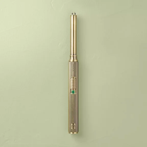 Ribbed Brass Battery Rechargeable Stick Lighter