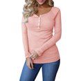 thumbnail image 1 of Ribbed Button Down Casual Tops Womens Long Sleeve Henley T-shirts, 1 of 1
