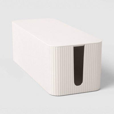 Ribbed Cable Management Box Cream
