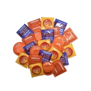 Ribbed Condom Sampler + Brass Lunamax Pocket Case, Lubricated Studded Textured Latex Condoms-24 Count