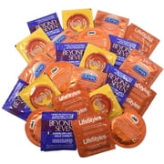 Ribbed Condom Sampler + Silver Lunamax Pocket Case, Lubricated Studded Textured Latex Condoms-12 Count