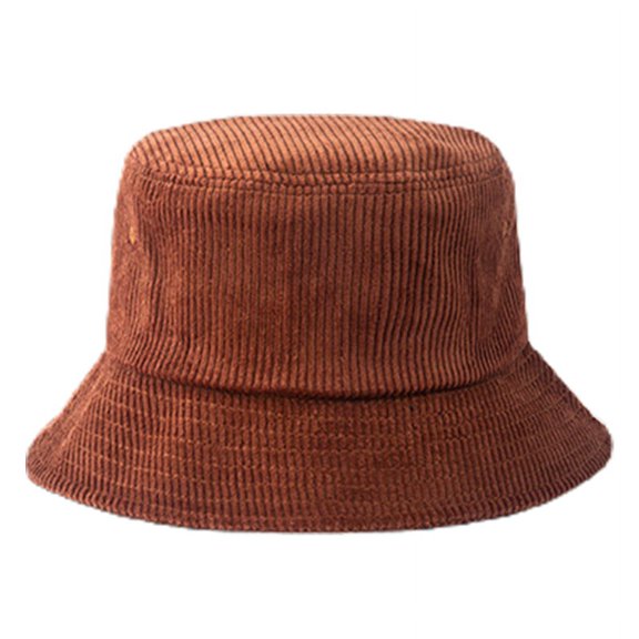 Ribbed Corduroy Velvet Bucket Hat Outdoor Sunscreen Winter Solid Fisherman Cap