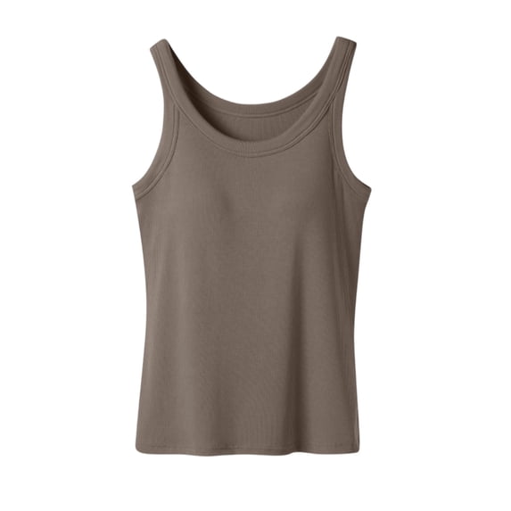 Ribbed Cotton Tank Top with Built in Bra for Women Shelf Bra Camisole Tops Workout Tops Cami Bra Padded Tank Top Sports Bras BR M