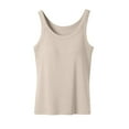 thumbnail image 1 of Ribbed Cotton Tank Top with Built in Bra for Women Shelf Bra Camisole Tops Workout Tops Cami Bra Padded Tank Top Sports Bras Beige S, 1 of 7